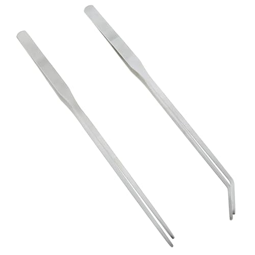 2PCS Aquarium Tools 27cm Extended Aquatic Plant Tweezer Stainless Steel Brushed Aquatic Plant Clip for Medical Use Sewing Gardening