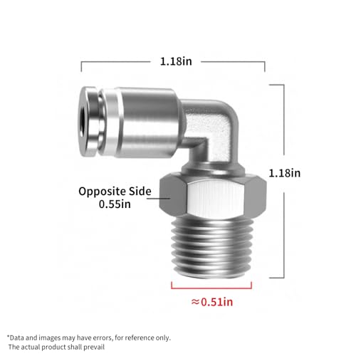 PNEUMATIC 304 Stainless Steel Male Elbow 1/4 Inch Tube OD x 1/4 Inch NPT Thread 90 Push to Connect Tube Fitting (Pack of 2) - size: 1/4"OD x 1/4"NPT
