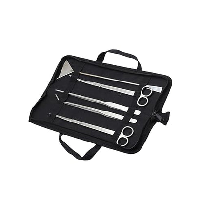 GANAZONO for Aquariums 5-piece Tool Set Scissor Tweezer Scraper Ideal for Fish Tank and Maintenance
