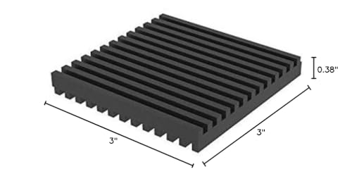 18313 Rubber Anti-Vibration Isolation Pads, Solid Ribbed Design, Heavy Duty All Rubber Pad, Black, Quantity 8 (3"x3"x3/8") - size: 3"x3"x3/8"