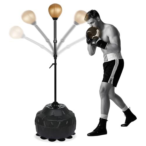 INNOLIFE Reflex Ball Speed Bag Free Standing Boxing Bag with Strong Spring | Adjustable Height Punching Bag for Relief Stress and Home Fitness