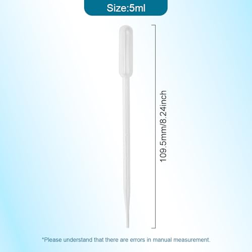 10PCS Plastic Transfer Pipettes 3ml 0.2ml 0.5ml 1ml 2ml 3ml 3ml-L 5ml Disposable Safe Eye Dropper Lab Supplies (5ml) - size: 5ml