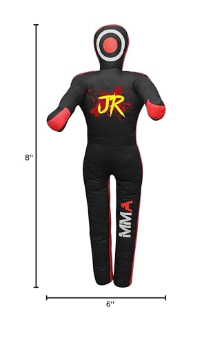 MMA Practice Dummy (Standing Position) for Boxing, Fighting, Throwing, Grappling, Karate, jiu-Jitsu, Wrestling Training - UNFILLED - color: Black/Red Canvas, size: 59" (inches)