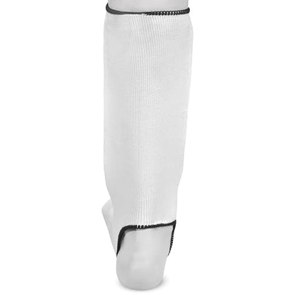 Muay Thai Shin in Step, Kickboxing MMA Boxing Training Elasticated Breathable Leg Foot Guard Socks Pair - color: White, size: Medium