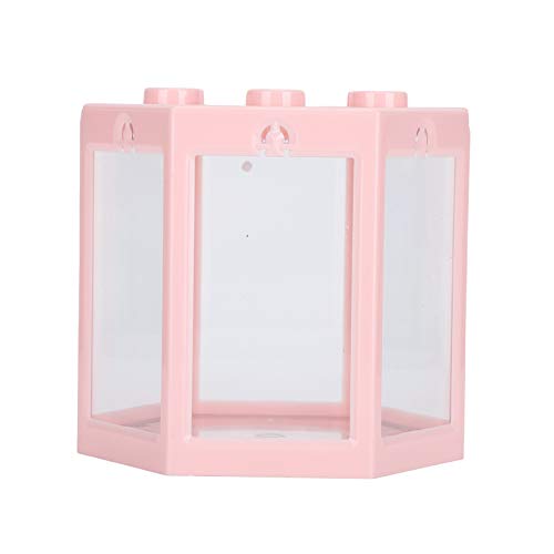 TITA-DONG Small Betta Fish Tank, Hex Shape Portable Mini Aquarium Tank, Fish Tank Starter Kits Fish Bowl Aquarium Starter Kits for Turtle Reptile Shrimp Moss Crab Insects Habitat as Decoration(Pink) - color: Pink