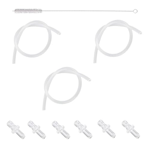 3pcs Milk Tubes Hoses, with 6 Connectors 1 Brush Silicone Milk Container Pipe Replacement Accessories Compatible with Jura ENA E8 GIGA 6 10 W10 Z5 Z6 Z7 Z8 Z9 Z10 J6 J8 J9 S80 WE8 Coffee Machine