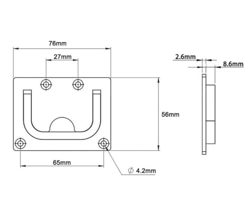 Marine Grade Stainless Steel Heavy-Duty Flush Lifting Handle, 3" x 2-1/4"