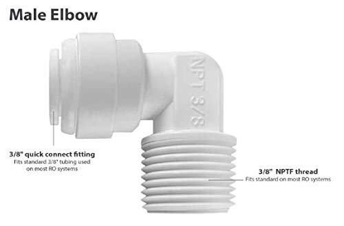 RO Tubing/Hose Connector 90 Degree Plastic Elbow Male Threaded Tube Adapter 3/8 Male Elbow X 3/8 Tubing OD Quick Connect Fitting for Water Filters/RO Systems (10, 3/8"OD*3/8"Male Thread)