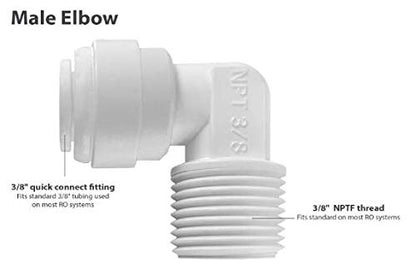 RO Tubing/Hose Connector 90 Degree Plastic Elbow Male Threaded Tube Adapter 3/8 Male Elbow X 3/8 Tubing OD Quick Connect Fitting for Water Filters/RO Systems (10, 3/8"OD*3/8"Male Thread)