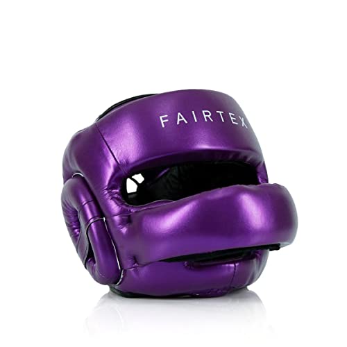 Fairtex HG17 Pro Sparring Headgear, Muay Thai Kickboxing Boxing Head Guard - color: Metallic Purple, size: Medium