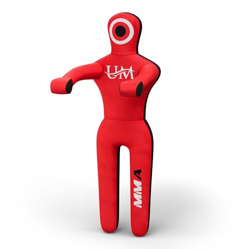 UM Supplies Premium Grappling Unfilled Wrestling Multipurpose Dummy for MMA, BJJ, Judo, Karate, Jiu Jitsu,Punching Dummy | Unmatched Quality PC Fabric- (Unfilled) - color: Red, size: 5 FT