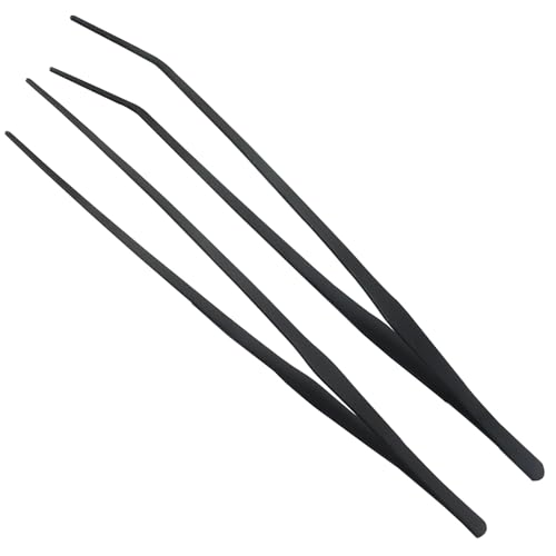 Zorfeter 2 PCS Extra Long Reptile Feeding Tongs, Stainless Steel Tweezers Rubber Tip, Long Terrarium Supplies for Bearded Dragon/Aquarium/Snake Tank(15 Inch)