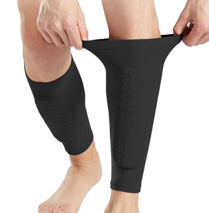 2 Pack Soccer Shin Guards Soccer Adult, Soccer Shin Guards for Kids Soccer Shin Pad with Honeycomb Pads, Shin Defender Shin Guard Sleeves, Ski Shin Guards Ski Shin Pads - color: Black, size: Medium