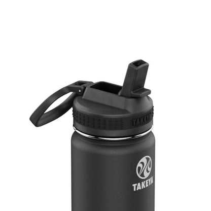 Takeya 24 oz Actives Stainless Steel Water Bottle with Straw Lid – Leakproof, Double-Wall Insulated, Keeps Drinks Cold 24 hrs/Hot 12 hrs, BPA-Free, Powder-Coated, Gym & Travel, Onyx - color: Onyx, size: 24 Ounces