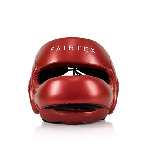 Fairtex HG17 Pro Sparring Headgear, Muay Thai Kickboxing Boxing Head Guard - color: Metallic Red, size: X-Large