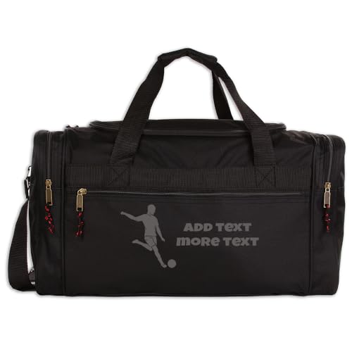 Personalized Sport Deluxe Duffel Bag With Custom Name & Text - Soccer - color: Black, style: Soccer 26 Inch