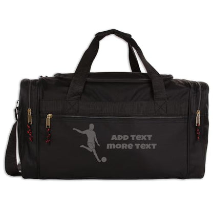 Personalized Sport Deluxe Duffel Bag With Custom Name & Text - Soccer - color: Black, style: Soccer 26 Inch