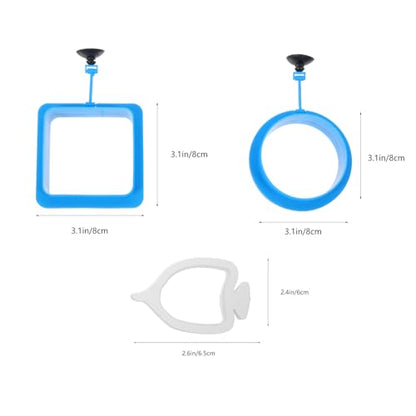 3pcs Wear Resistant Aquarium Feeder Rings Set, Floating Fish Feeding Circles with Thickened Square Round Plastic Design, Prevent Water Diffusion for Fish Tank Accessories