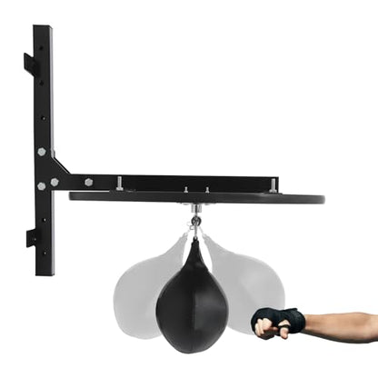Speed Bag Platform Kit, Adjustable Height Wall Mount Professional Fitness Ball Boxing Bag Reaction Training Kit, Heavy Duty Boxing Training Equipment with Punching Ball - color: Black