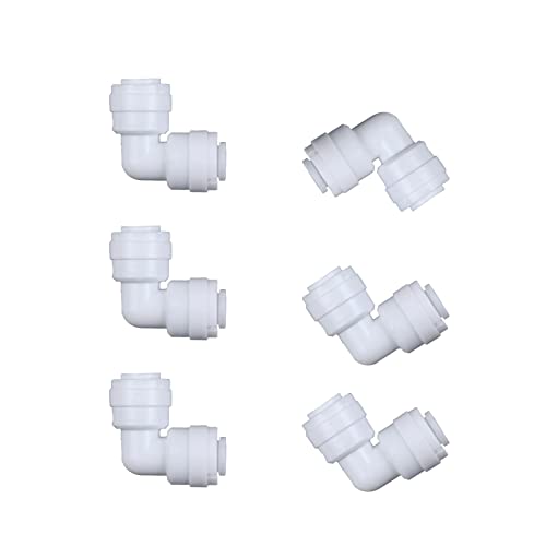 6 Pack White Plastic Push-To-Connect 90-Degree Elbow Fitting (3/8 in. O.D. x 3/8 in. O.D., Union Elbow Connector)
