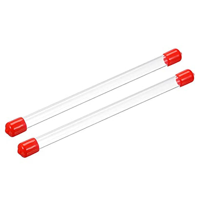 PATIKIL Clear Rigid Tube Round Plastic Tubing with Red Rubber Caps Polycarbonate Water Pipe, 305mm/ 12 Inch Length, 8mmx10mm/0.31"x0.4", 2 Set