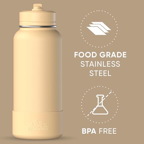 Hydrapeak 32oz Sport Insulated Water Bottle with Straw Lid, Leak & Spill Proof, Keeps Drinks Cold for 24 Hours, Hot for 12 Hours, Premium Stainless Steel Water Bottles (32oz, Creamsicle) - color: Creamsicle