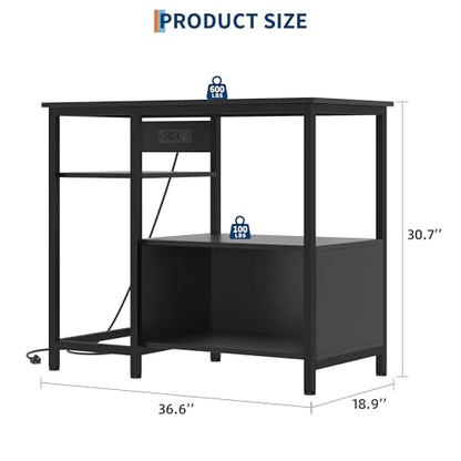 40-50 Gallon Fish Tank Stand, Heavy Duty Aquarium Stand with Power Outlets & Storage Shelves, Industrial Wood Metal Fish Tank Table Cabinet, 600LBS Terrarium Stand Tank Stand for Aquarium, Turtle Reptile Tank