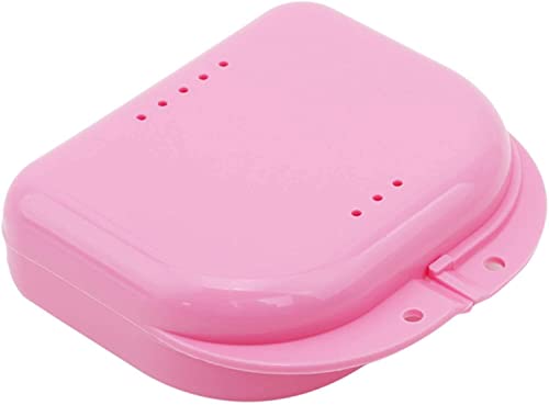 Mouth Guard Case Orthodontic Retainer Box Denture Storage Container, Pink Durable and Professional