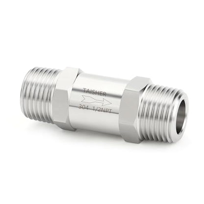 1PCS 304 Stainless Steel 1/2" NPT Male Check Valve,Backflow Prevention,One Way Non-Return Check Valves