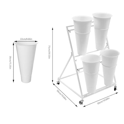 Flower Display Stand with 4 Buckets, 2 Layers, Cut Flowers Shelf Display Holder for Outdoor, Indoor, Patio, Garden, Living Room, Florist, White - style: 2 Layers 4 Buckets White