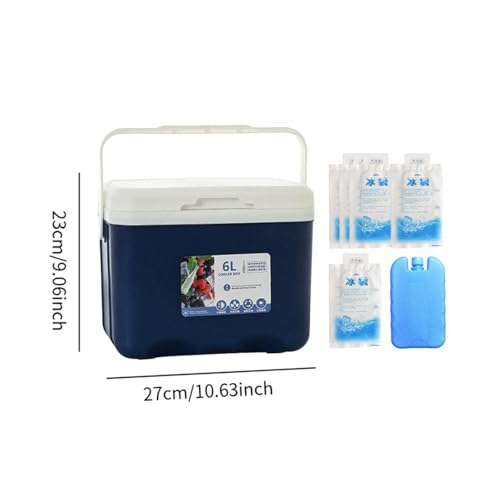 Menolana Camping Cooler, Ice Box Chest, for Freeze/Hot Food 6 L with Ice Pack Cold Storage Case for Yard Camping Beach Hiking Fishing - color: Blue