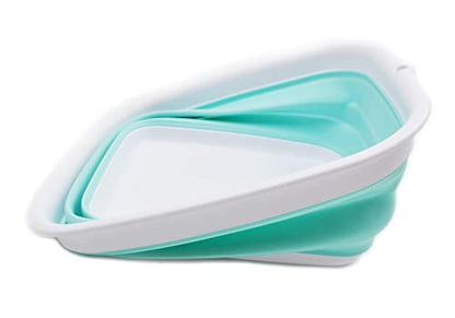 SAMMART 7.7L (2 Gallon) Collapsible Tub - Foldable Dish Tub - Portable Washing Basin - Space Saving Plastic Washtub (White/Lake Green, S) - color: White/Lake Green, size: Small