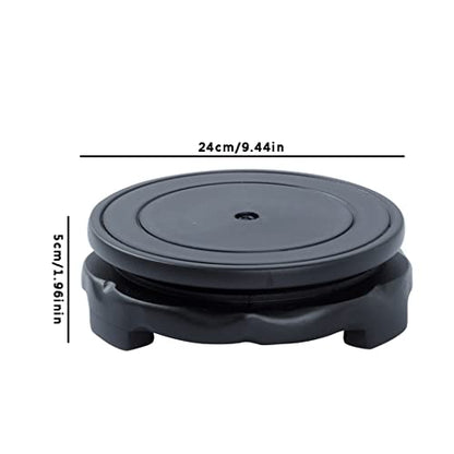Plant Pedestal Stand Round Bonsai Base Teapot Ceramic Vase Ornaments FishTank Pad Bottom Rotatable Wooden Tray for Home Office Decoration Pedestal Stands for Display