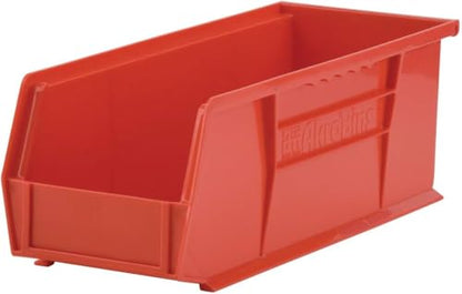 Akro-Mils 30234 AkroBins Plastic Storage Bins, Space-Saving Stackable Bins for Garage, Pantry, Craft Organization, 15" x 5" x 5", Red, 12-Pack - color: Red