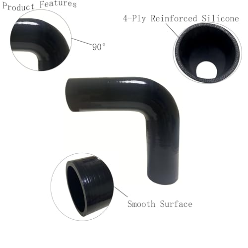 ID 3.5" 90 Degree Silicone Hose Elbow Coupler 7" Leg Length Universal 4-Ply Reinforced Silicone Straight Turbo Pipe Elbow Intake Radiator Hose - size: ID 3.5"