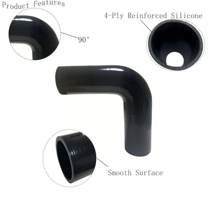 ID 3.5" 90 Degree Silicone Hose Elbow Coupler 7" Leg Length Universal 4-Ply Reinforced Silicone Straight Turbo Pipe Elbow Intake Radiator Hose - size: ID 3.5"