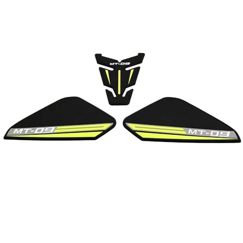 Motorcycle Fuel Tank Rubber Protection Pads for Yamaha MT-09 MT-09 SP 2025 - Anti-Slip Scratch Resistant Tank Traction Grips Sticker Decals (D) - color: Yellow