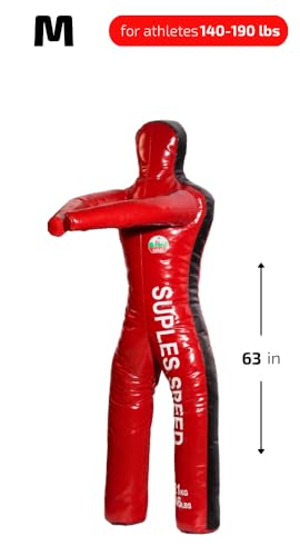Suples Speed Wrestling Dummy with Legs – Vinyl Throwing Dummy for MMA, Judo, Jiu Jitsu & Grappling Training - color: Red, size: XS (27 lbs, 52 in)