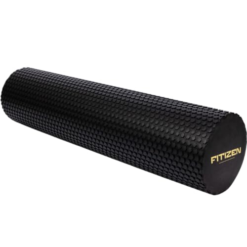 Foam Roller for Muscle Massage, Stiff Back Pain Relief, Physical Therapy, Deep Tissue, Exercise Equipment for Home Gym, Stress, Yoga, Pilates for the Fit Citizen (Black, Large 24 x 6 Inches) - size: Large 24 x 6 Inch