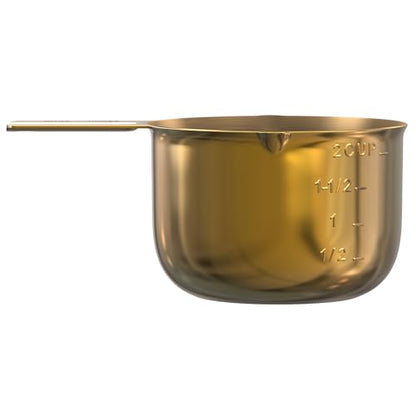 2 Cup Measuring Cup (480ml, 16oz) – Gold Stainless Steel Measure Scoop with Easy-Pour Spouts, Flat Base, by Color Up - size: 2 Cup (480 ml) Gold