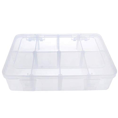 Xiaoyztan Clear Plastic Organizer, 12 Grids with Adjustable Dividers, Jewelry Box Bead Storage Container for Small Parts, Fishing Tackle, DIY Crafts, and Earrings - size: 8.8x6.6x2.3 in