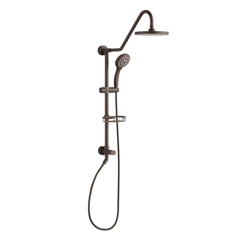 PULSE ShowerSpas Kauai III Oil-Rubbed Bronze Rain Shower Head with Handheld Spray - 1.8 GPM, 8" Showerhead, 5-Function HandShower, Adjustable Slide Bar - Shower Heads with Handheld Spray Combo - size: 1.8 Gallon Per Minute, style: Oil-Rubbed Bronze