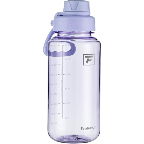 Fanhaw 32 oz Clear BPA-Free Tritan Water Bottle with Fast-Flow Spout Lid, BPA-Free & Leak-Proof Wide-Mouth Reusable Bottle for Gym, School & Office, Back to School Essentials (Amethyst) - color: Amethyst, style: 1 Pack