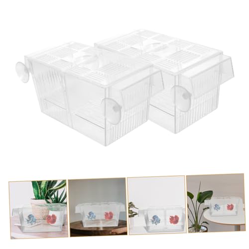 Mikikit 4pcs Floating Fish Fry Incubator Breeding Box for Aquarium Nursery Dual Layer Isolation Case for Betta Fish Eggs Compact Design for Efficient Hatching