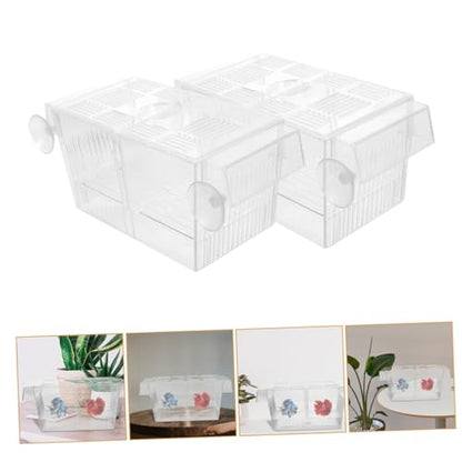 Mikikit 4pcs Floating Fish Fry Incubator Breeding Box for Aquarium Nursery Dual Layer Isolation Case for Betta Fish Eggs Compact Design for Efficient Hatching