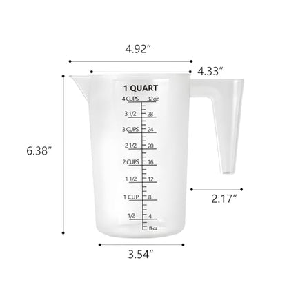 Plastic Measuring Cup with Handle – 32oz & 64oz (1000ml & 2000ml), Durable Pitcher for Pool Chemicals, Lawn Care, Liquid Mixing, Pet Food, Lab & More