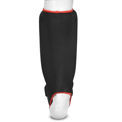 Muay Thai Shin in Step, Kickboxing MMA Boxing Training Elasticated Breathable Leg Foot Guard Socks Pair - color: Black, size: Medium