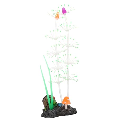 Abaodam Artificial Water Grass Silicone Aquatic Plant with Fluorescent Green Color for Fish Tank Decoration, Vivid Simulation Water Plant Suitable for Aquarium Landscape and Pet Fish Tank