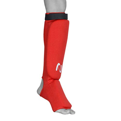 UFG Ultimate - Cloth Shin Instep Guard - Karate MMA Boxing Muay Thai Training Protection - color: Red, size: Small-Medium