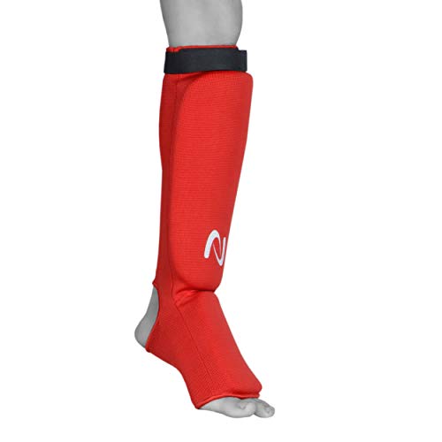 UFG Ultimate - Cloth Shin Instep Guard - Karate MMA Boxing Muay Thai Training Protection - color: Red, size: CH